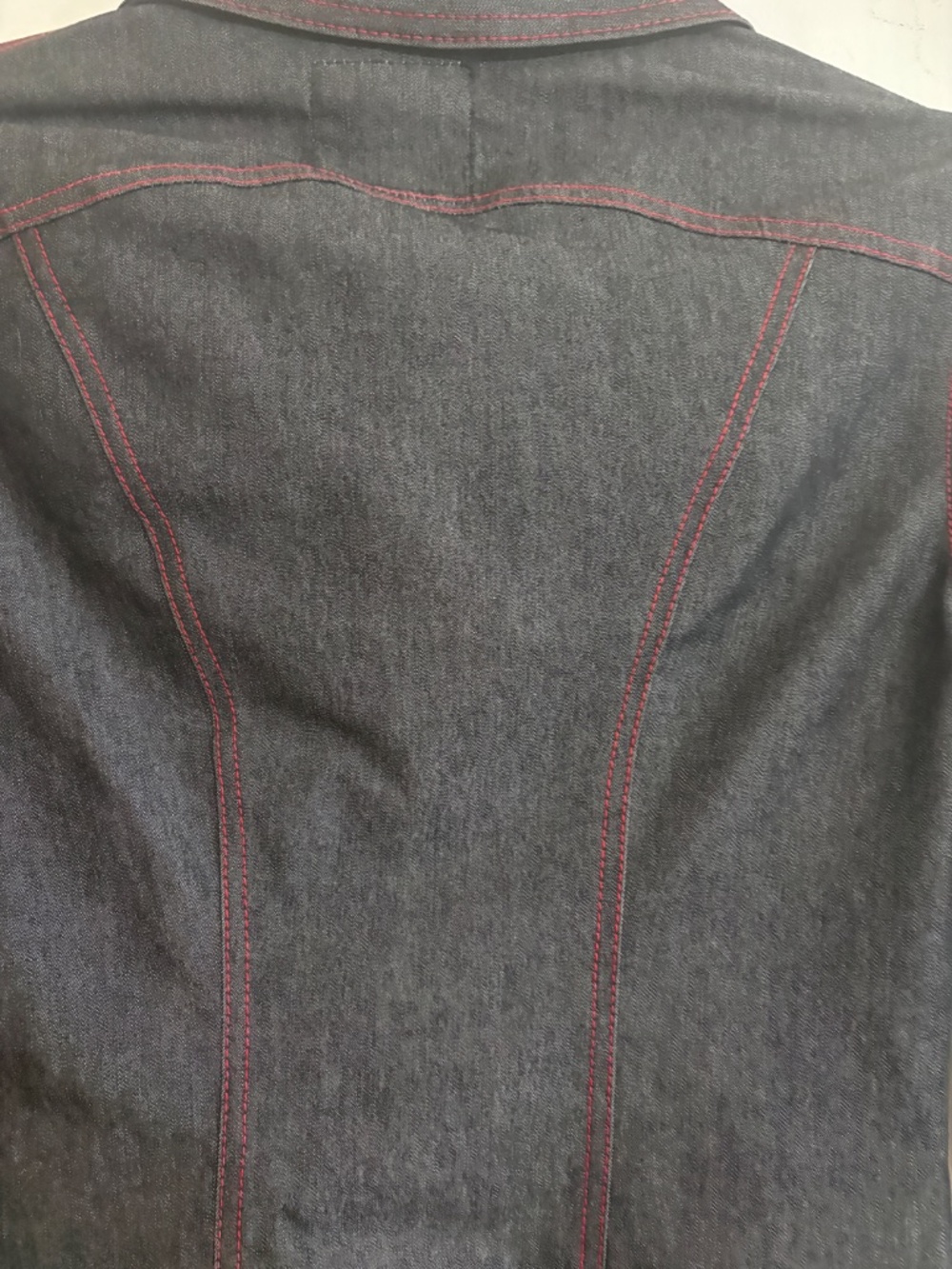 VINTAGE 1990s X0X0 JEANS Dark Blue with Red thread detail Denim Jacket - Size S - Picture 10 of 14